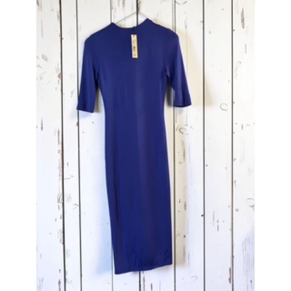 NWT Alice + Olivia Delora Fitted Mock Neck Dress Ultra Marine Blue Size 4